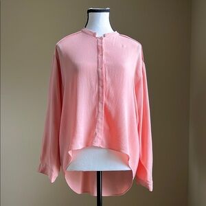 SEE BY CHLOE - Mandarin Collar High Low Tunic Blouse in Peach - 8